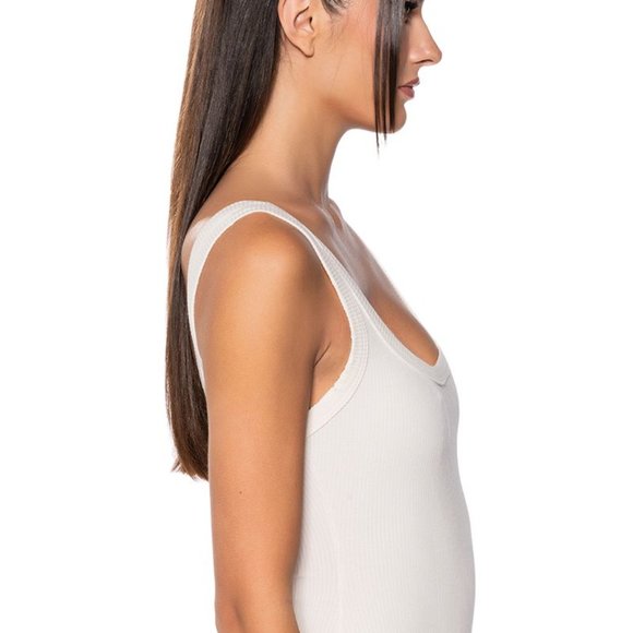 Cream Khaki Scoop Neck Rubbed Bodysuit - Picture 10 of 11